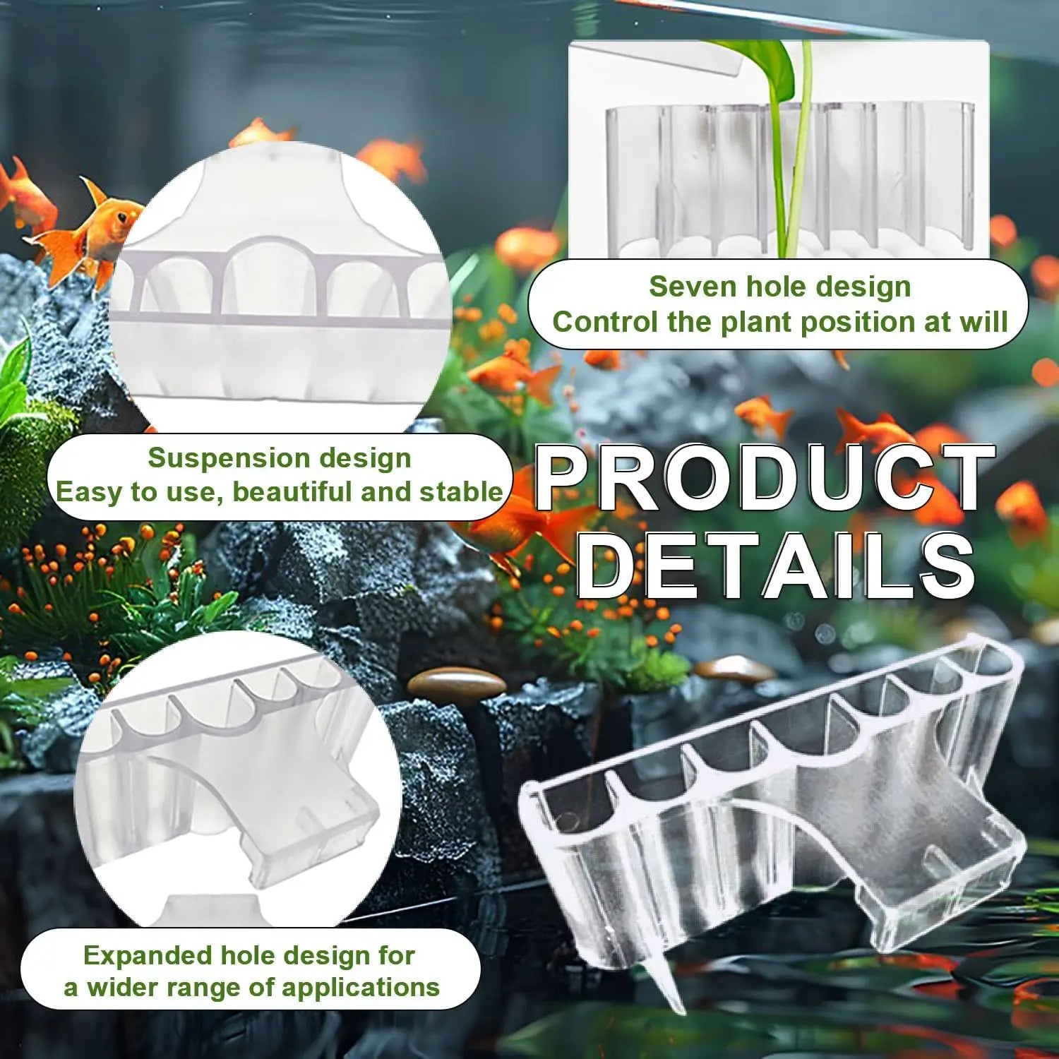 7-Hole Aquarium Plant Holder with Feeder