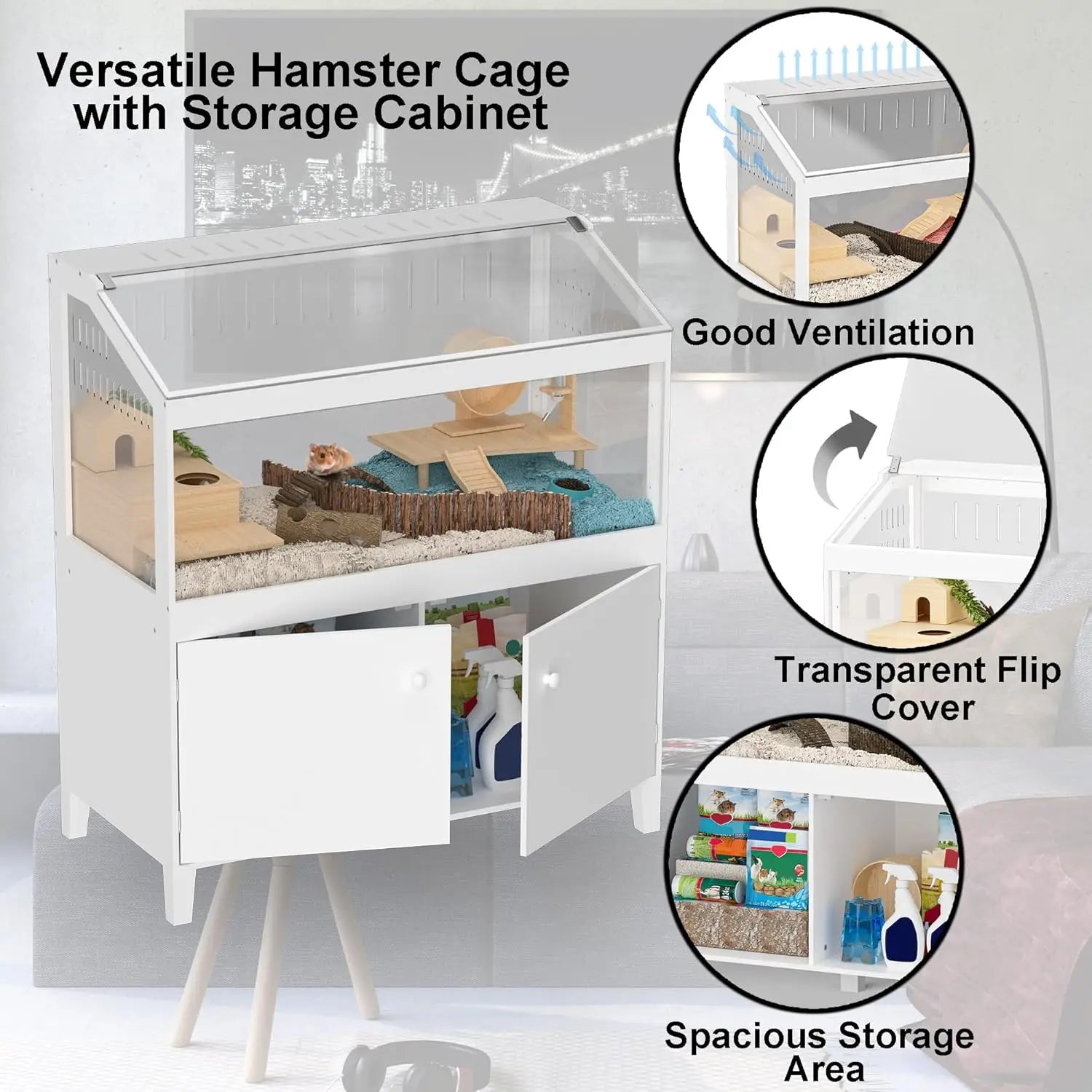 Hamster Cage with Storage Cabinet