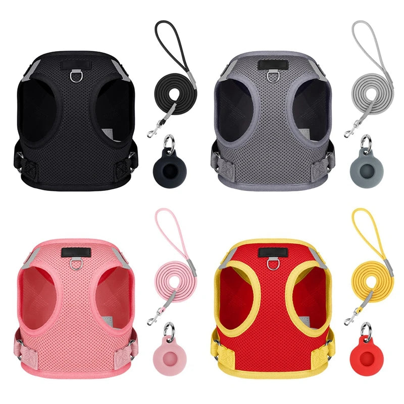 Pet Harness With Air-tag Tracker/Leash Set