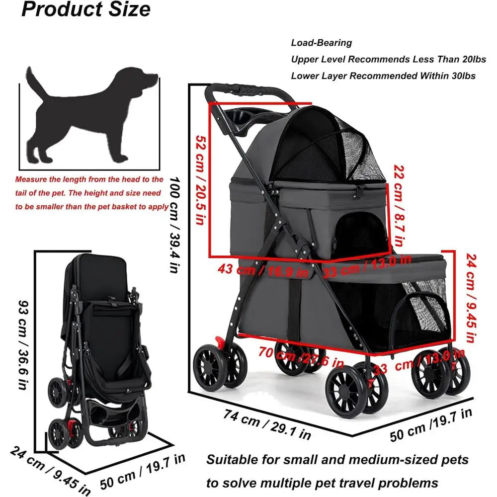 Double Stroller for M/S Dogs/Cats
