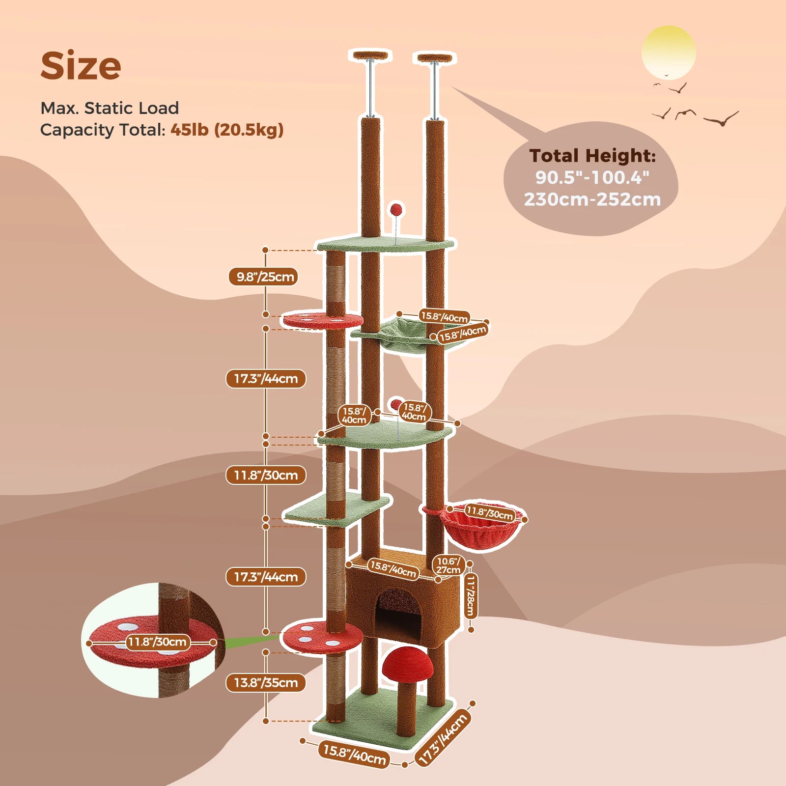 Height Adjustable Cat Tree