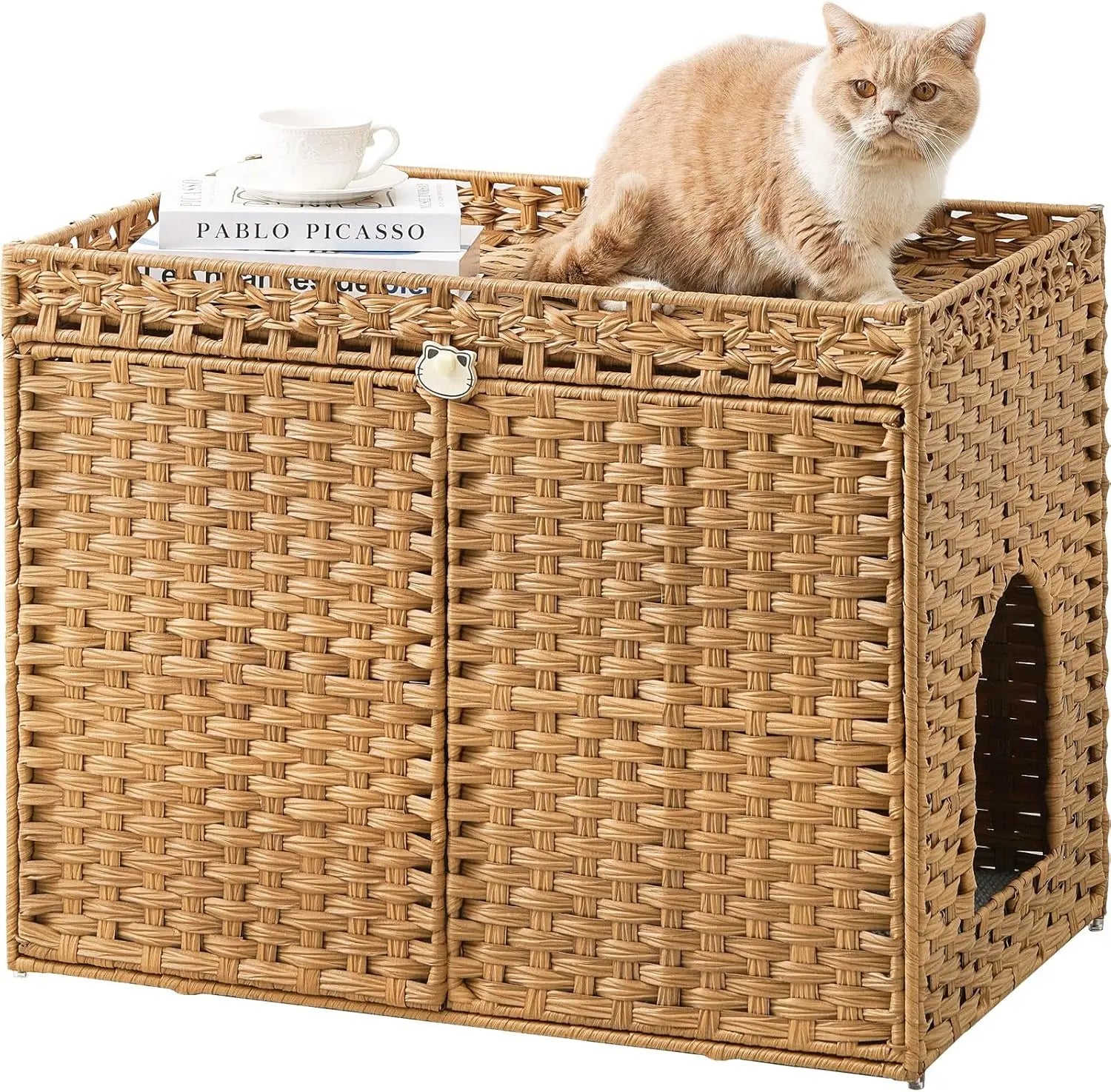 Rattan Cat Litter Box Enclosure