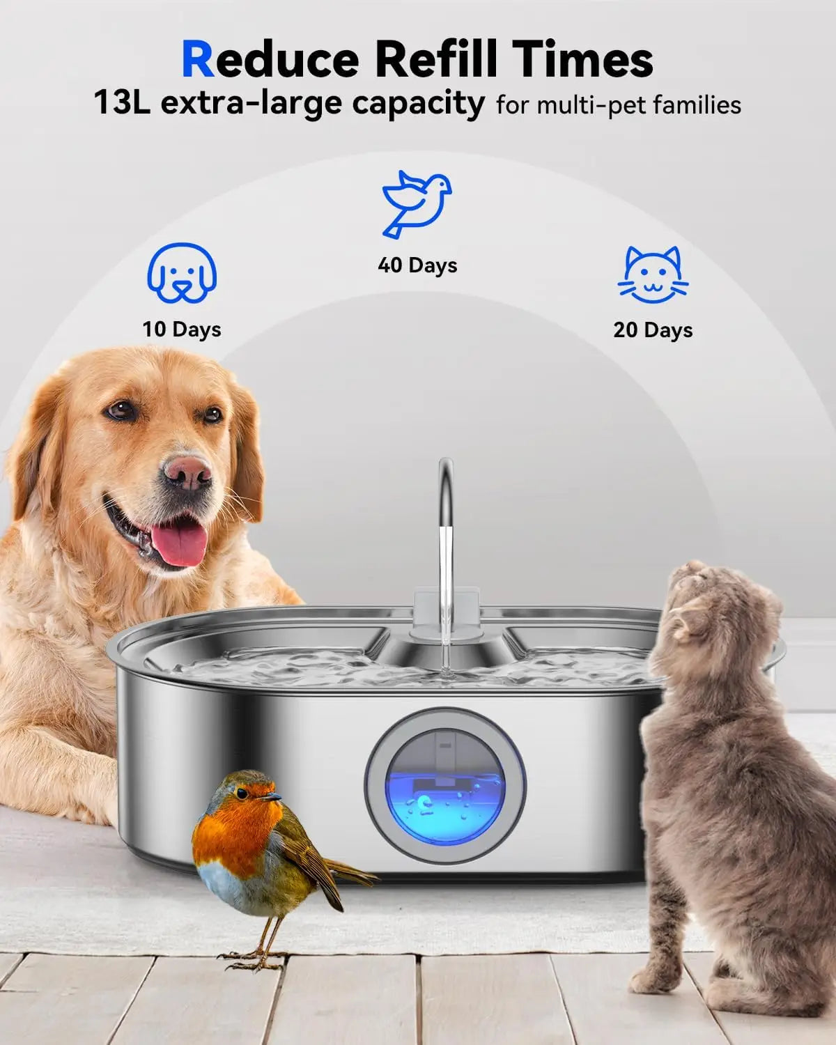 Stainless Steel Pet Water Fountain