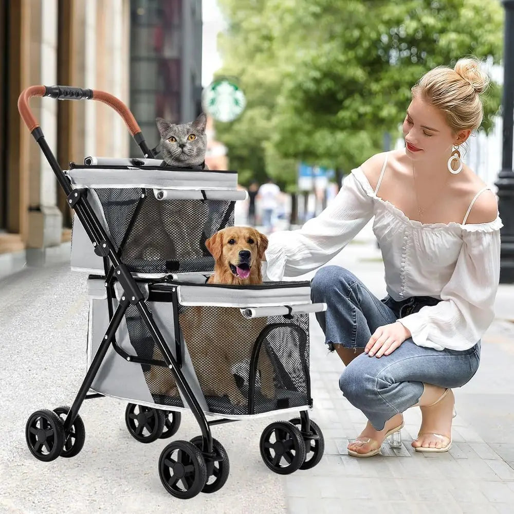 Double Pet Stroller for Dogs and Cats