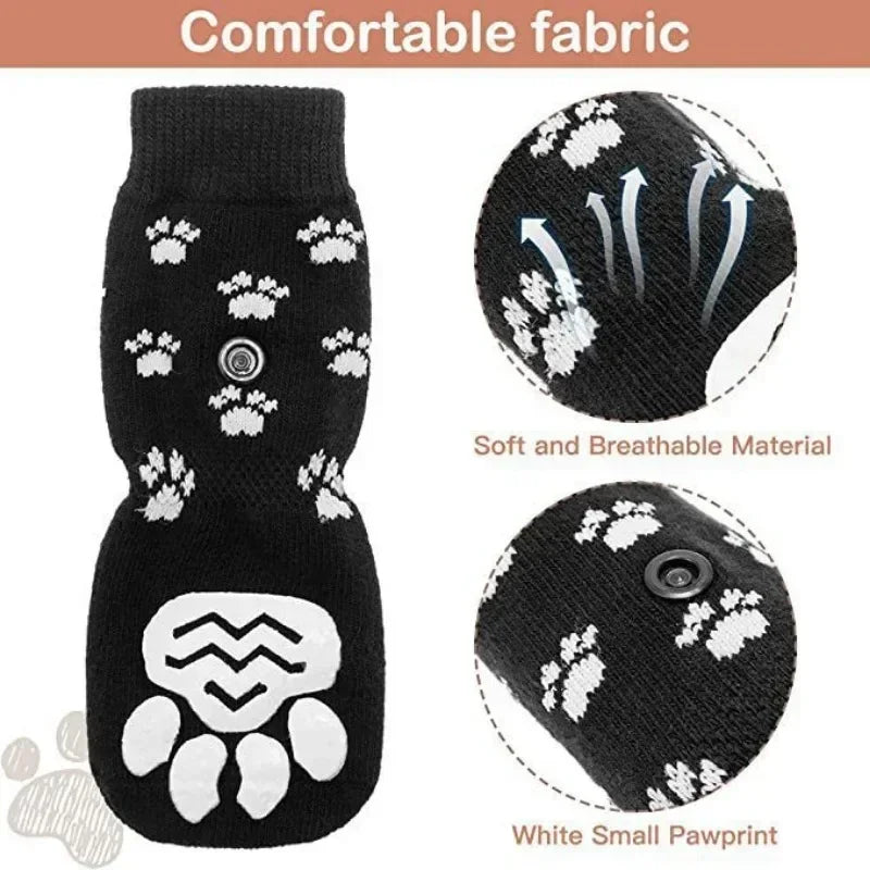 4pcs  Anti-Slip Dog Socks