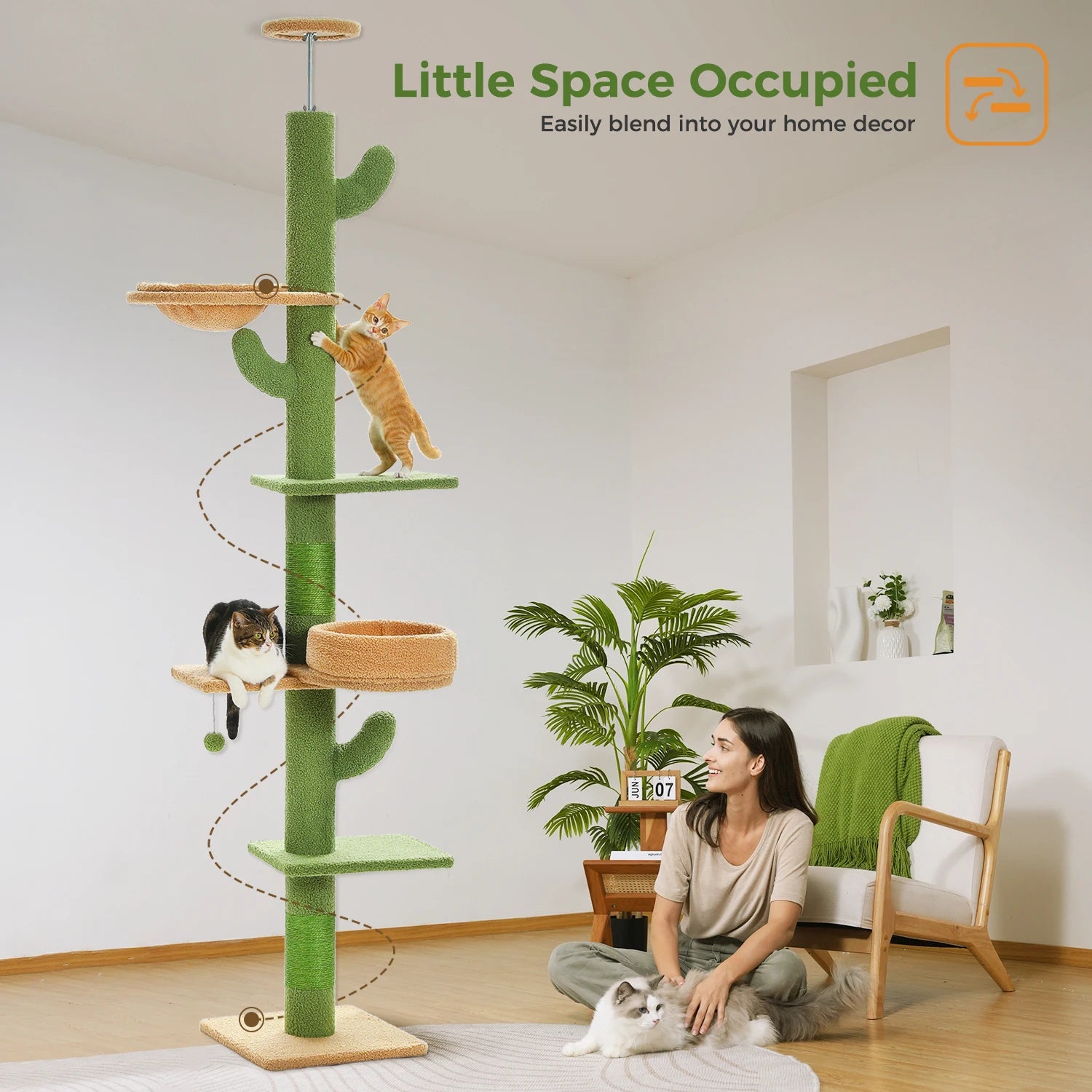 Cactus Cat Tree Floor to Ceiling Cat Tower