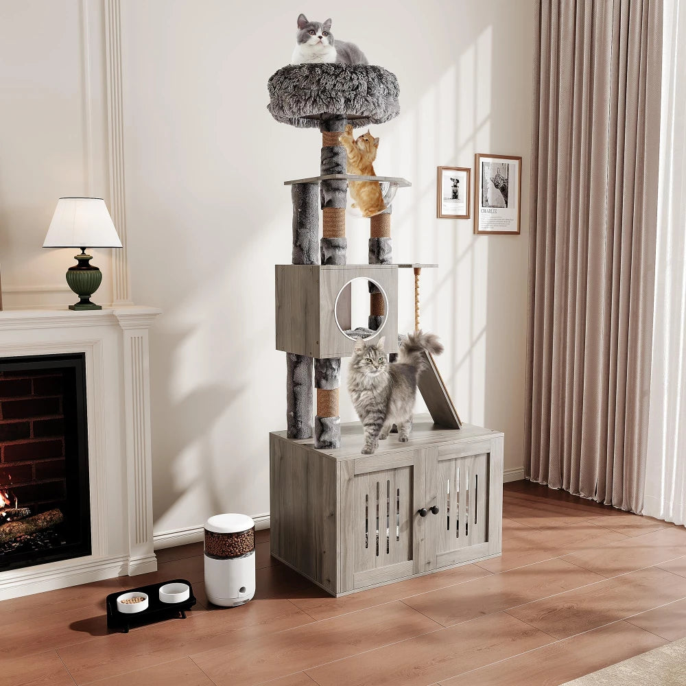 66.9" Cat Tree/Litter Box Enclosure
