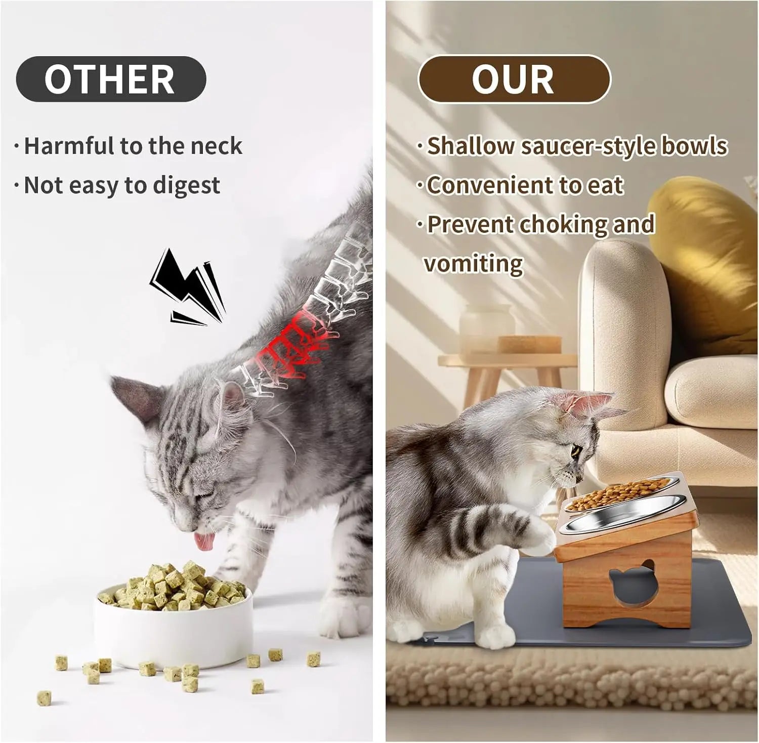 15° Tilted Elevated Pet Bowls/Silicone Mat