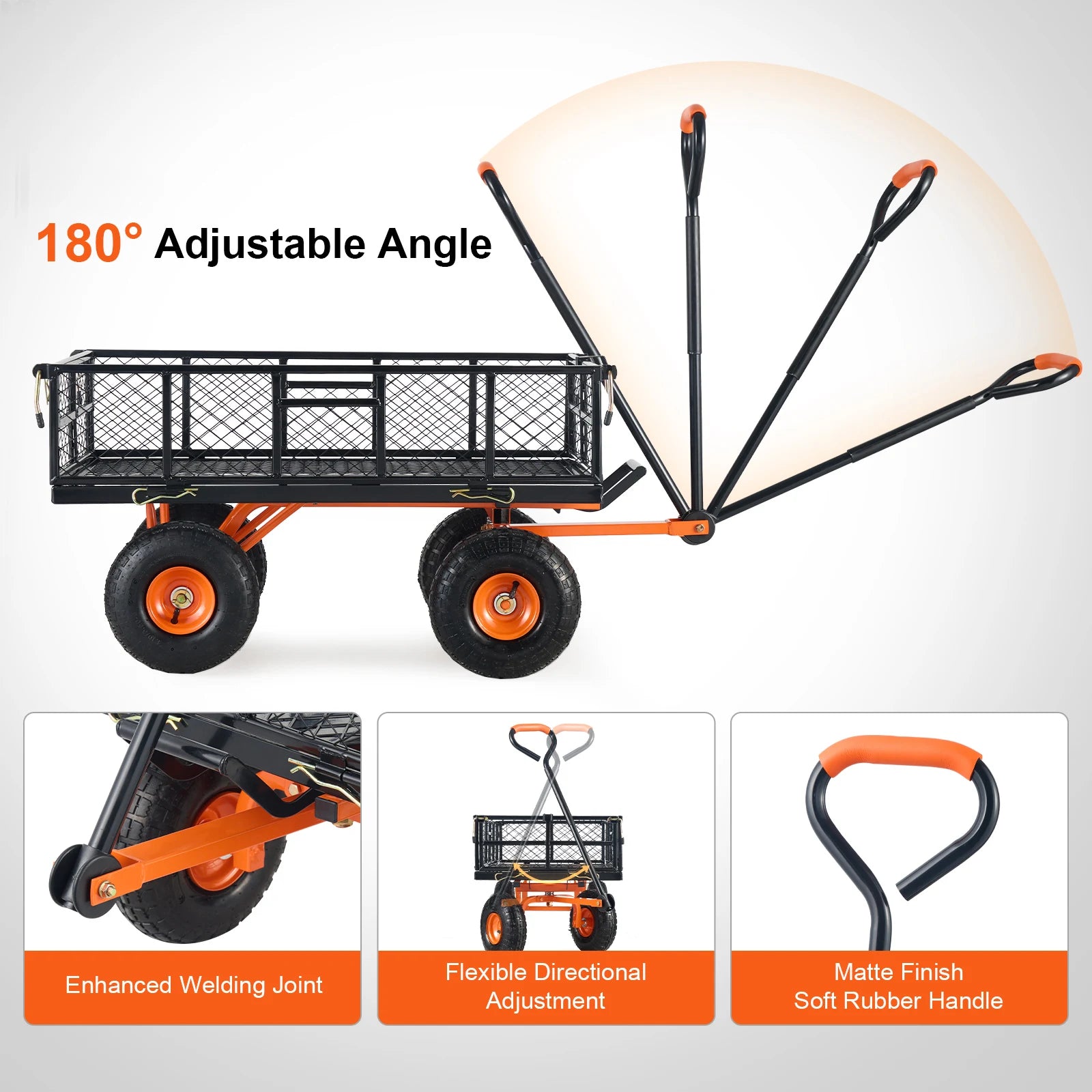 Garden Cart Sturdy Metal Utility Wagon