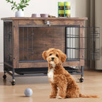 Rustic Dog Crate with Wheels
