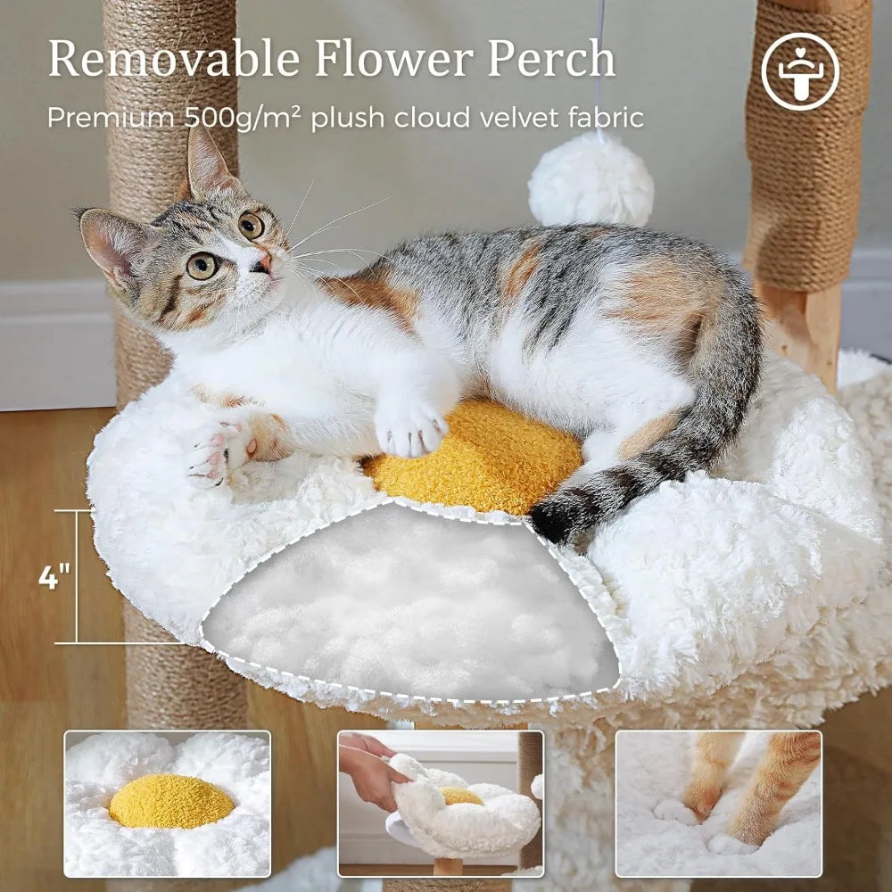 Natural Solid Wood Cat Tower