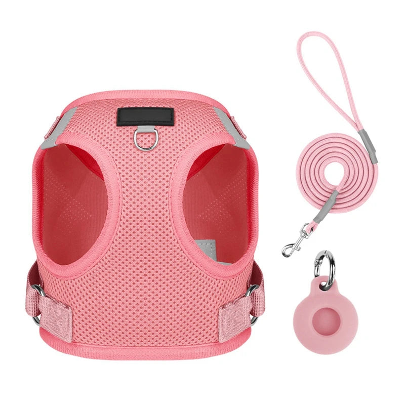 Pet Harness With Air-tag Tracker/Leash Set