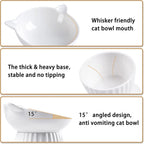 Elevated Ceramic Cat Bowl with 15° Tilt