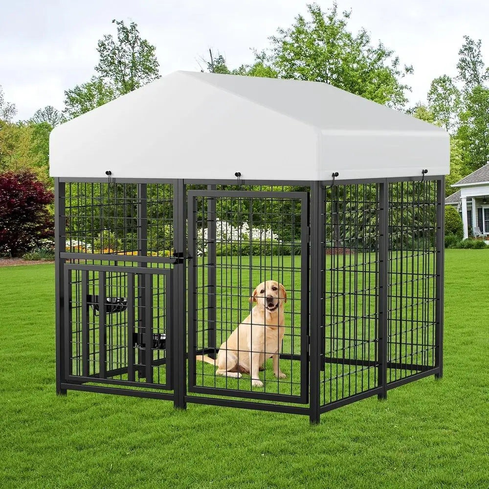 Metal Dog Kennel with Roof