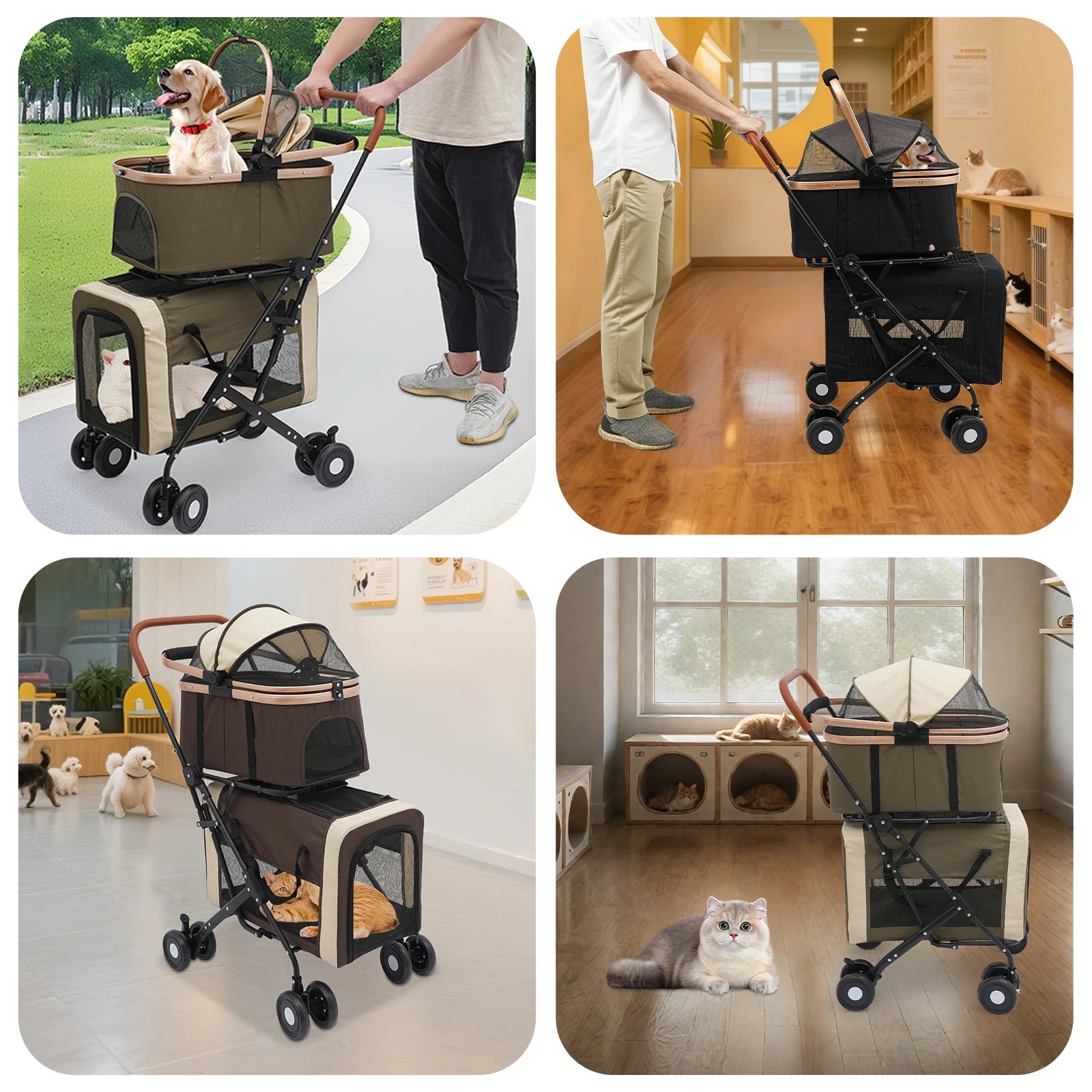 Stroller, 2 Pet Carriers for S/M Dogs