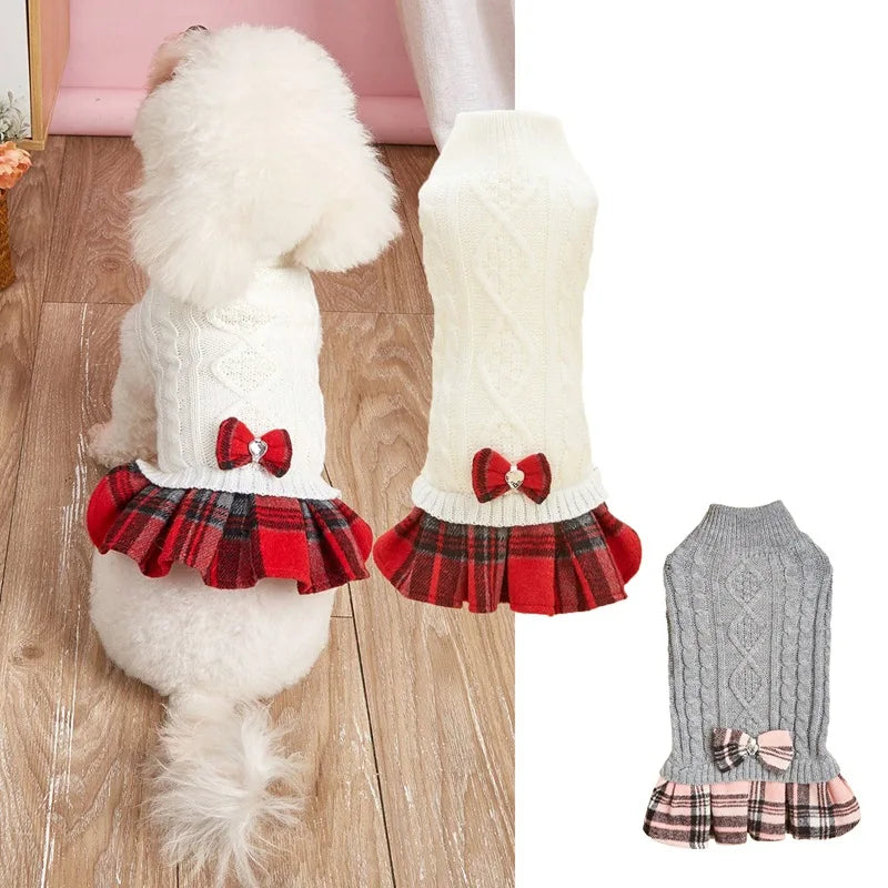 Pet Fur Dress White Gray