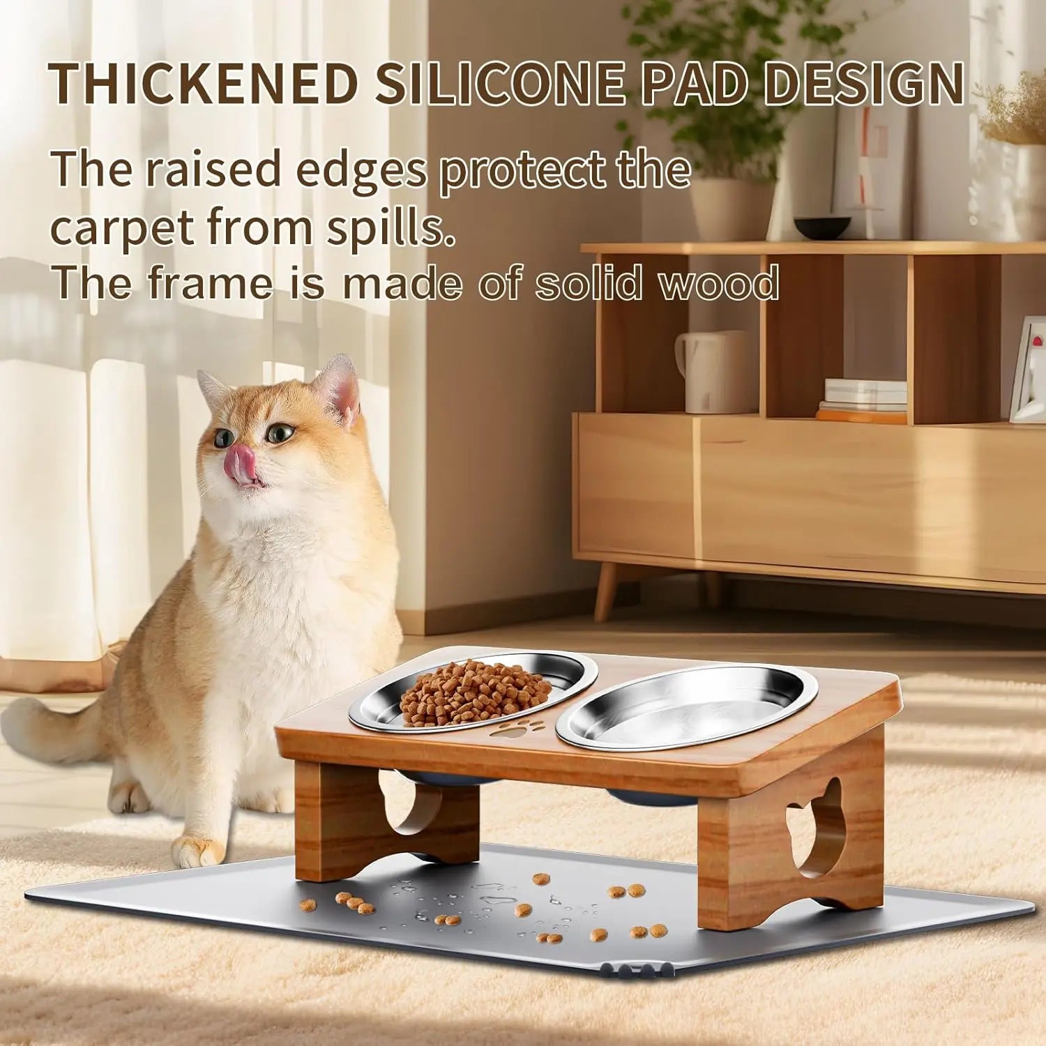 15° Tilted Elevated Pet Bowls/Silicone Mat