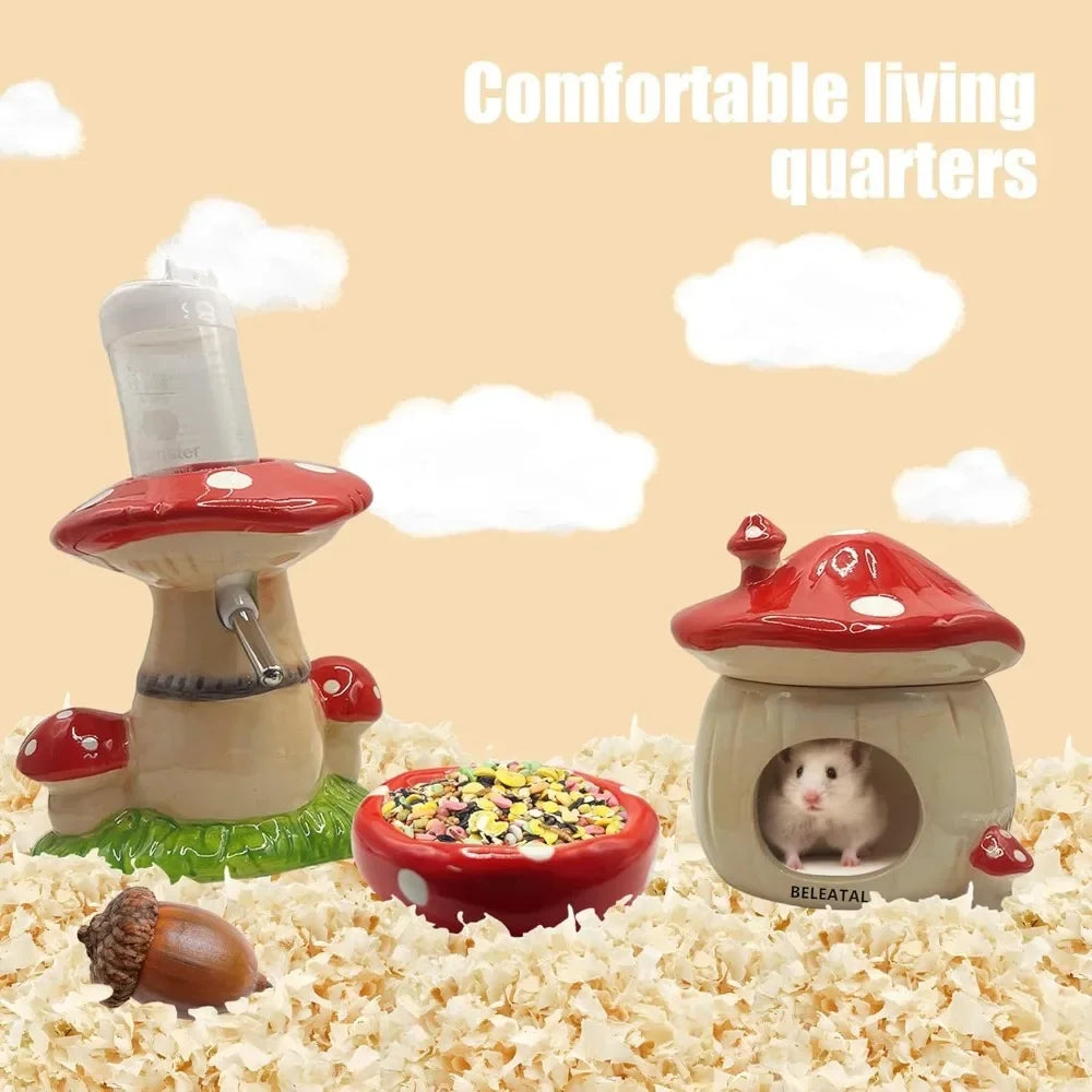 Mushroom Ceramic Hamster Hideout