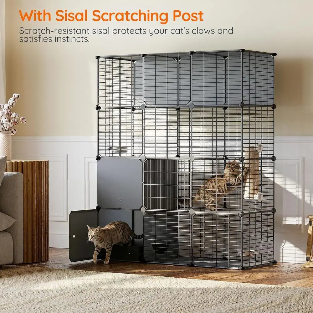 4-Tier Cat Enclosure/Litter Box