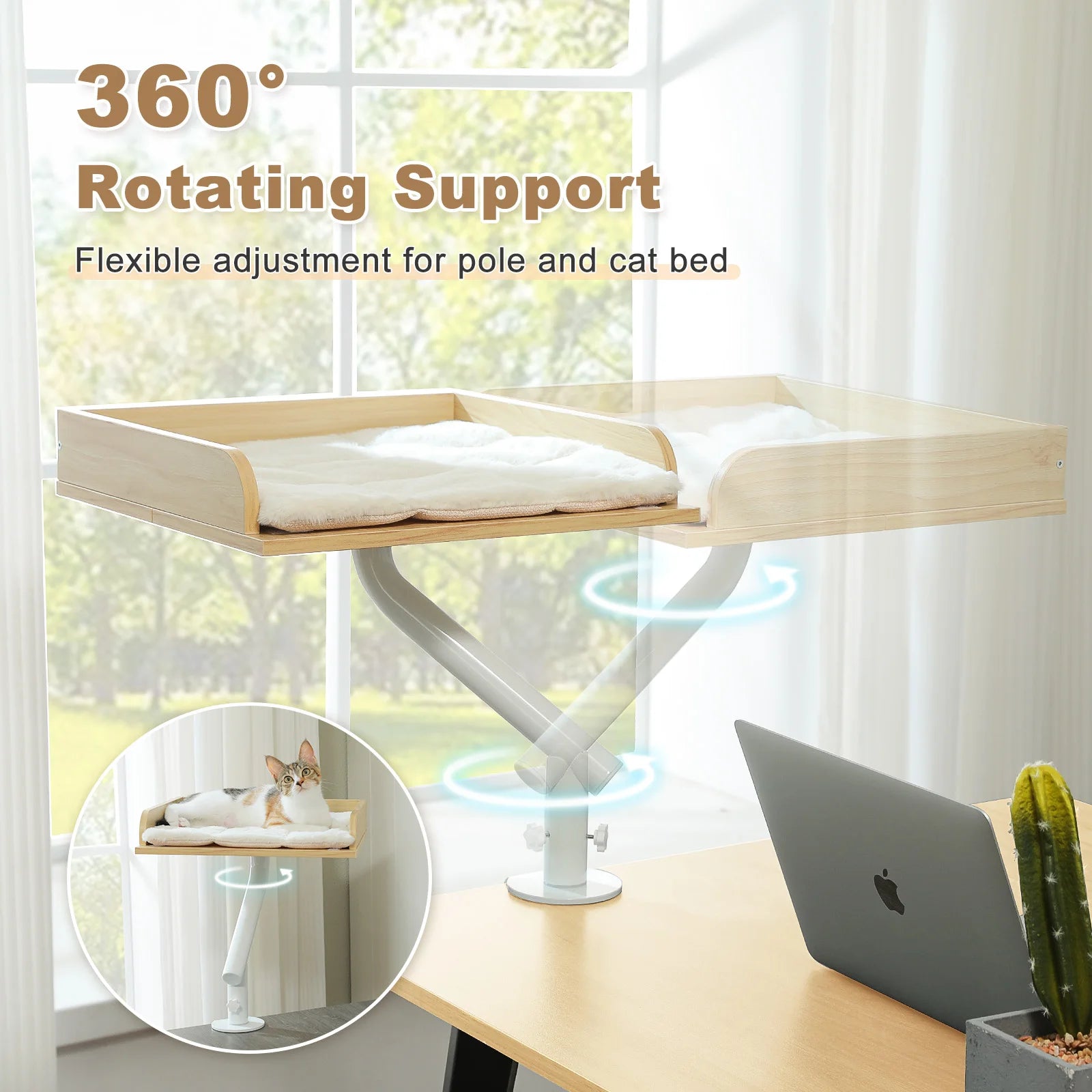 Cat Desk Bed, 360° Rotatable