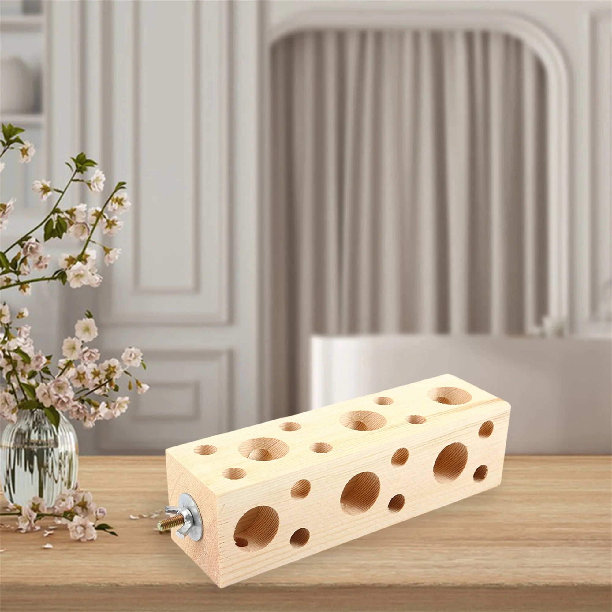 Natural Wood Bird Perch Toy