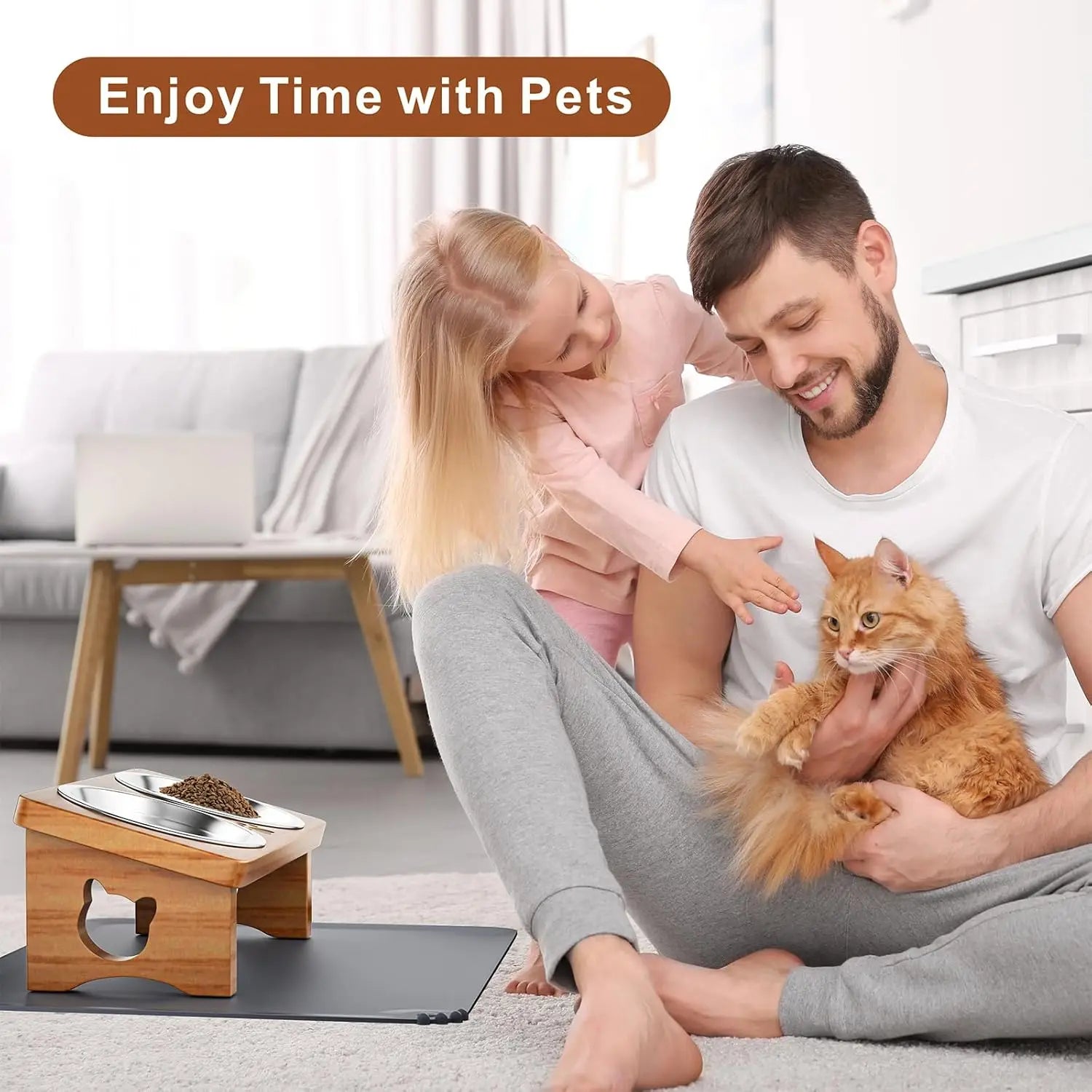 15° Tilted Elevated Pet Bowls/Silicone Mat