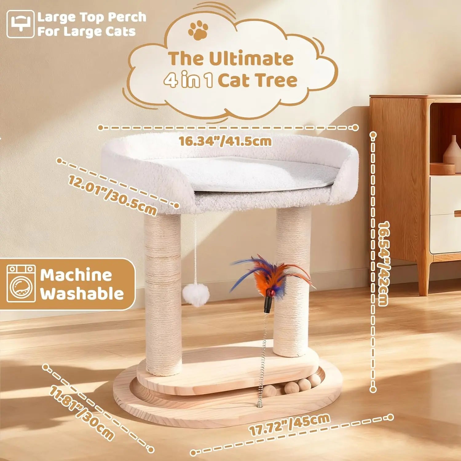 Small Wooden Cat Tree Tower