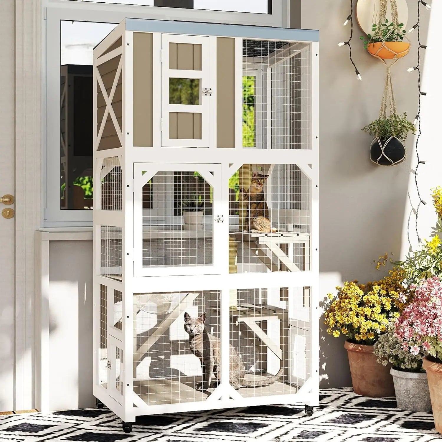 64" Wooden Cat Enclosure