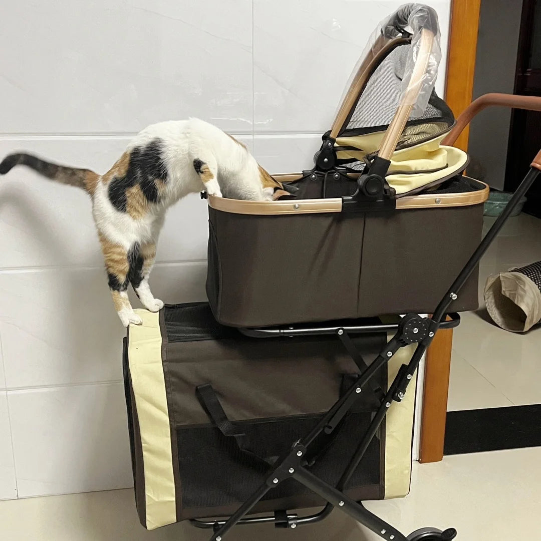 Double Decker Pet Stroller/Separate Compartments