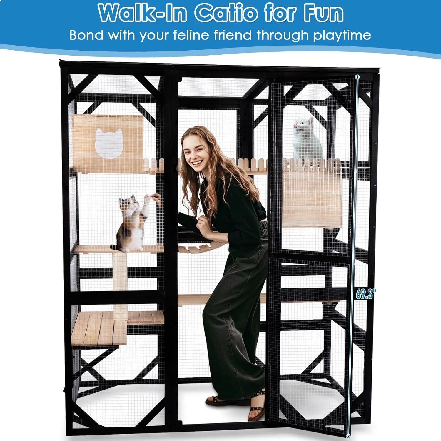 Cat Enclosure Walk-in 73"