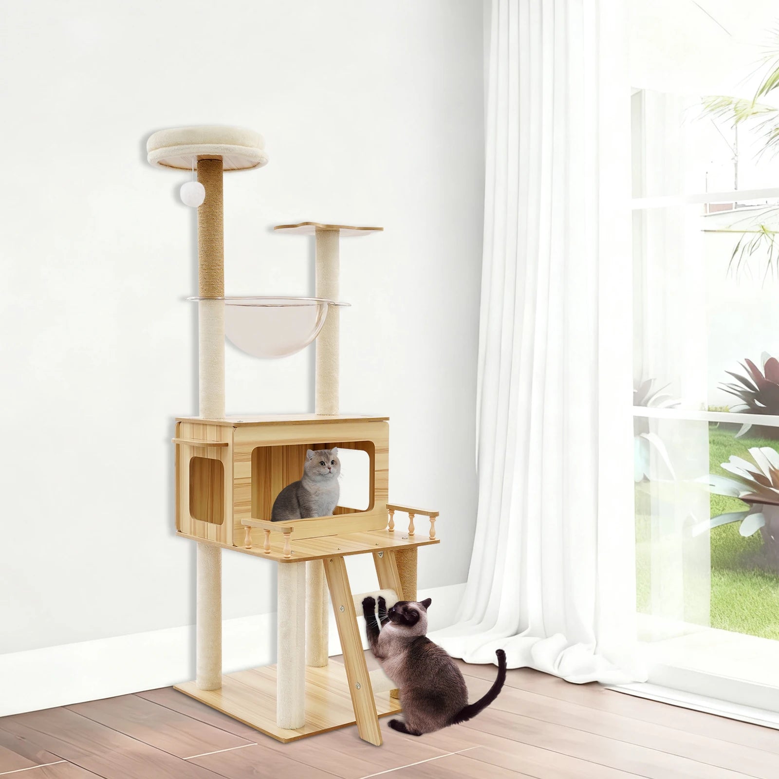 White + wood Cat Tree