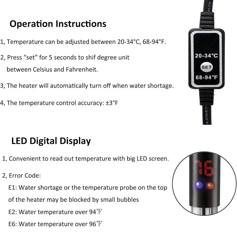 1PC LCD Digital Aquarium Heater