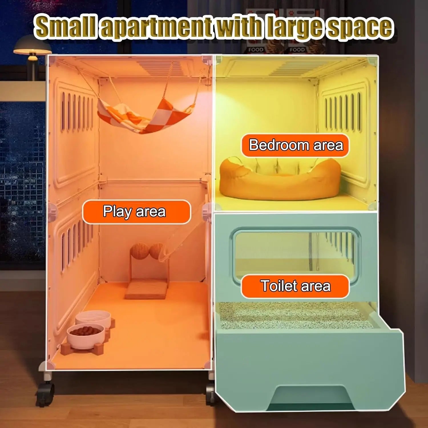 Cat Cage with Litter Box
