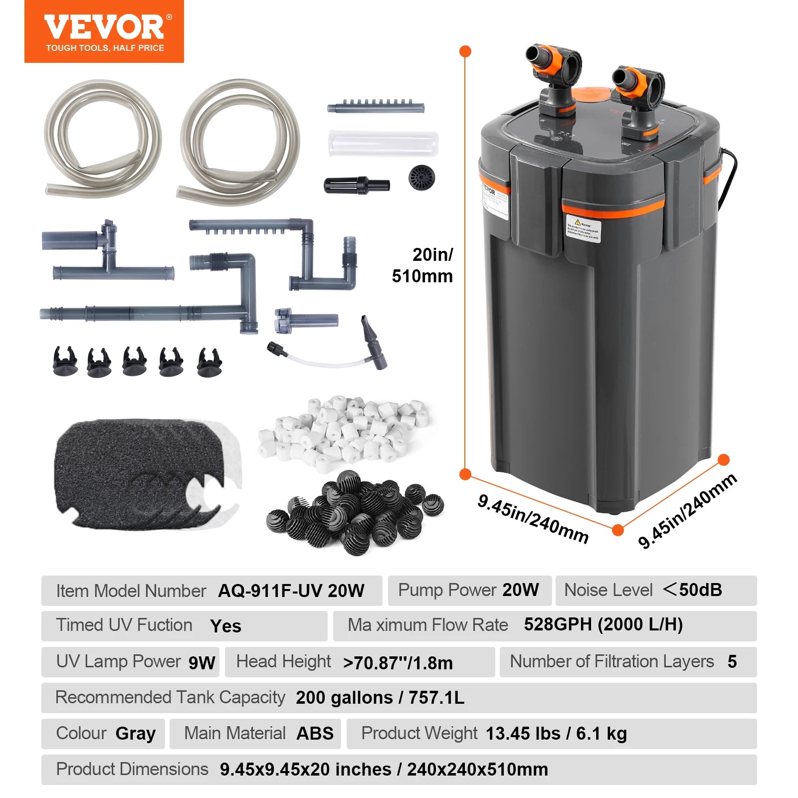 Aquarium Filter Canister Ultra-Quiet