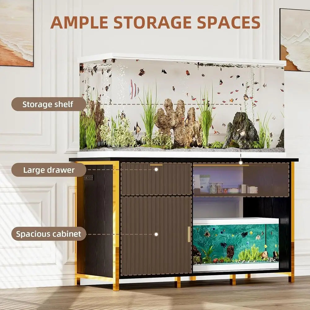 Sturdy Black/Gold Fish Tank Stand