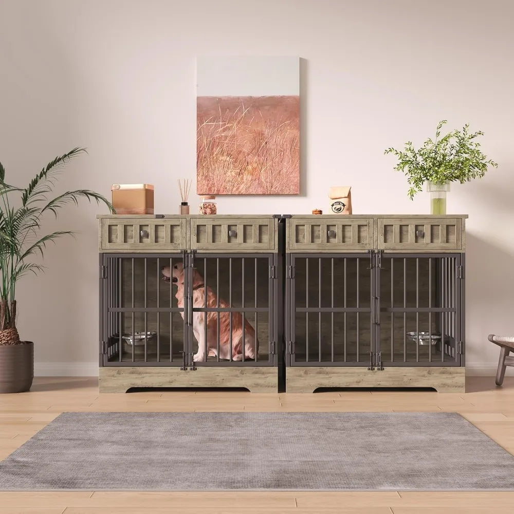 Dog Crate with 2 Drawers, 35.1"