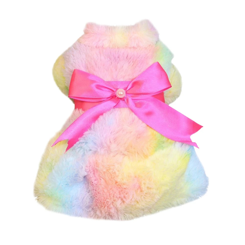 Dog Fluffy Pink Bowknot