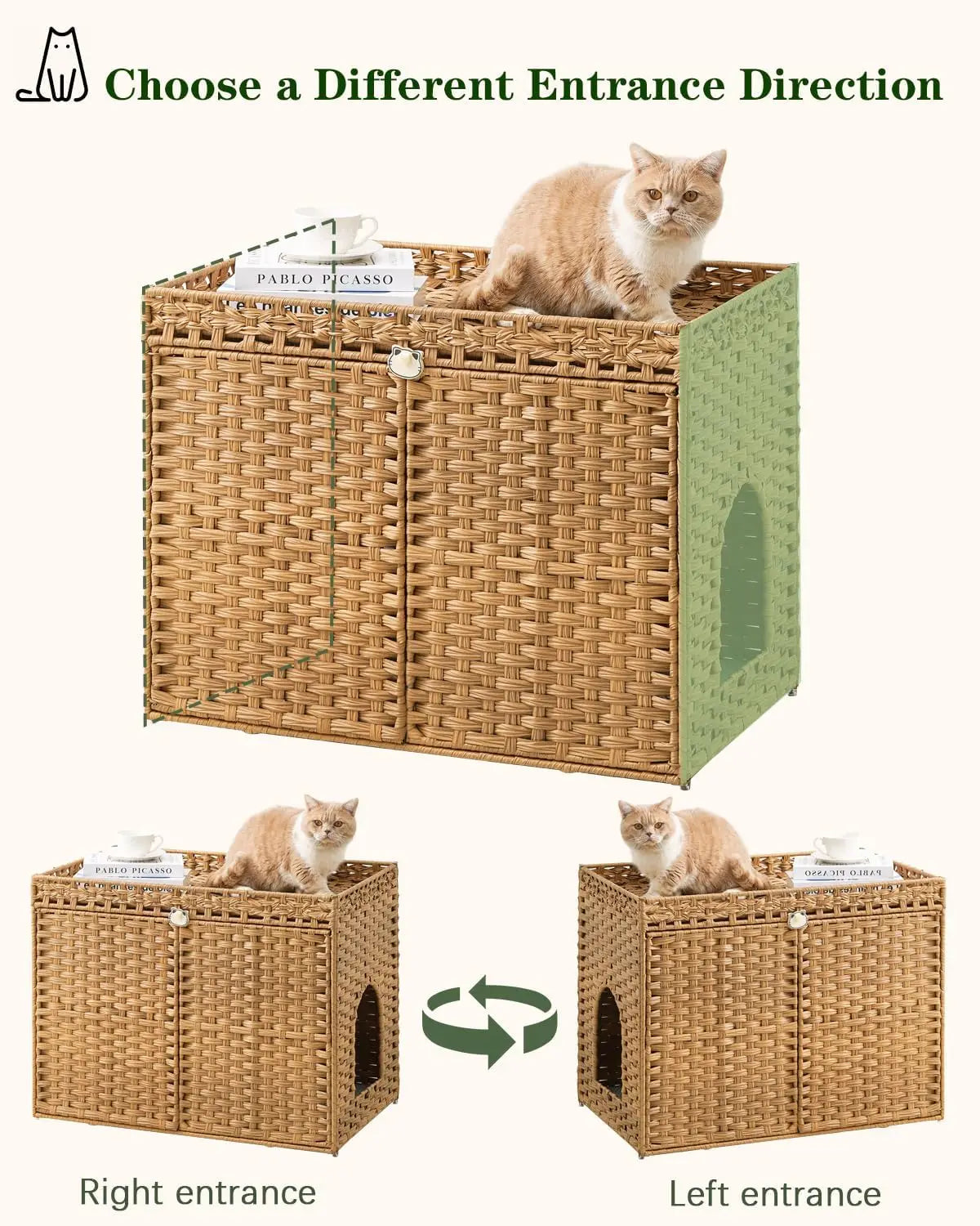 Rattan Cat Litter Box Enclosure