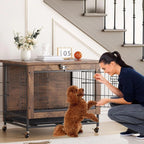 Rustic Dog Crate with Wheels