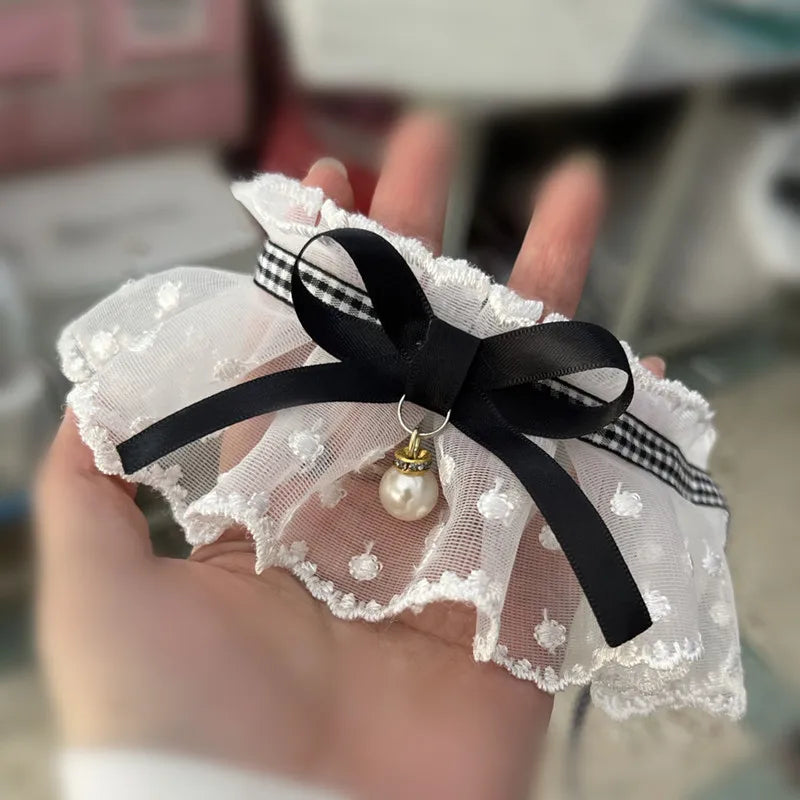 White Lace Bowknot Collar