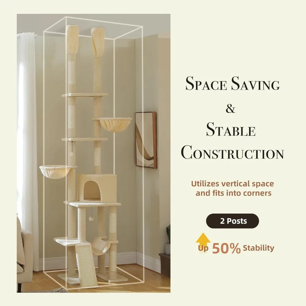 Height Adjustable Tall Cat Tower