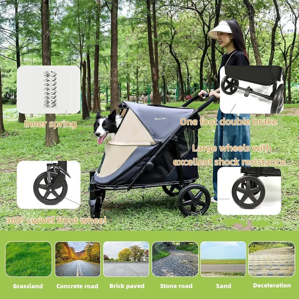 Folding Dog Stroller 1-2 Dogs