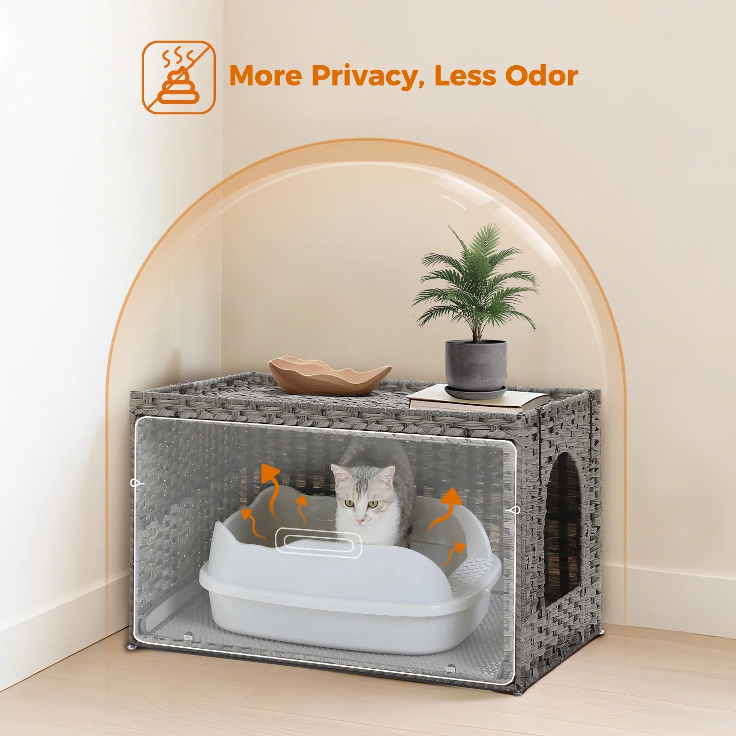 Rattan Cat Litter Box Enclosure