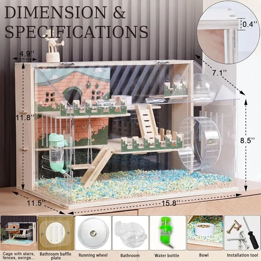 Wooden Hamster Cage/All Accessories