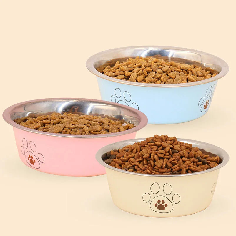 Stainless steel footprint dog bowl