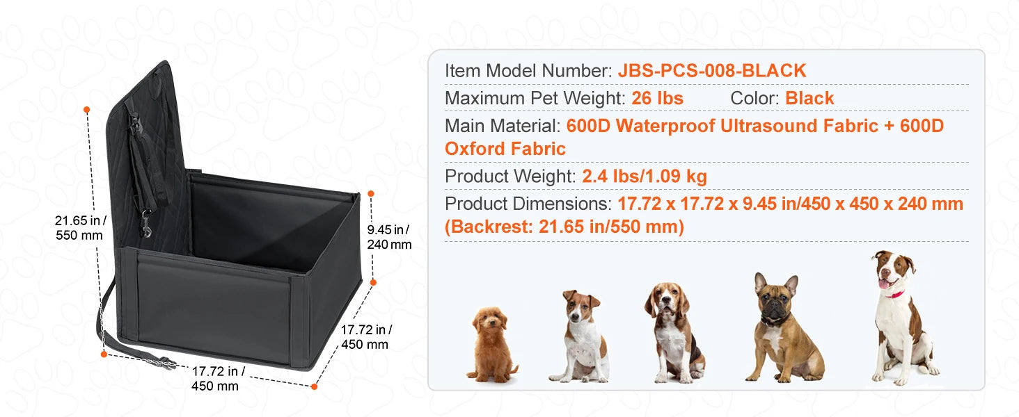 Booster Seat on Car for M/L Dog