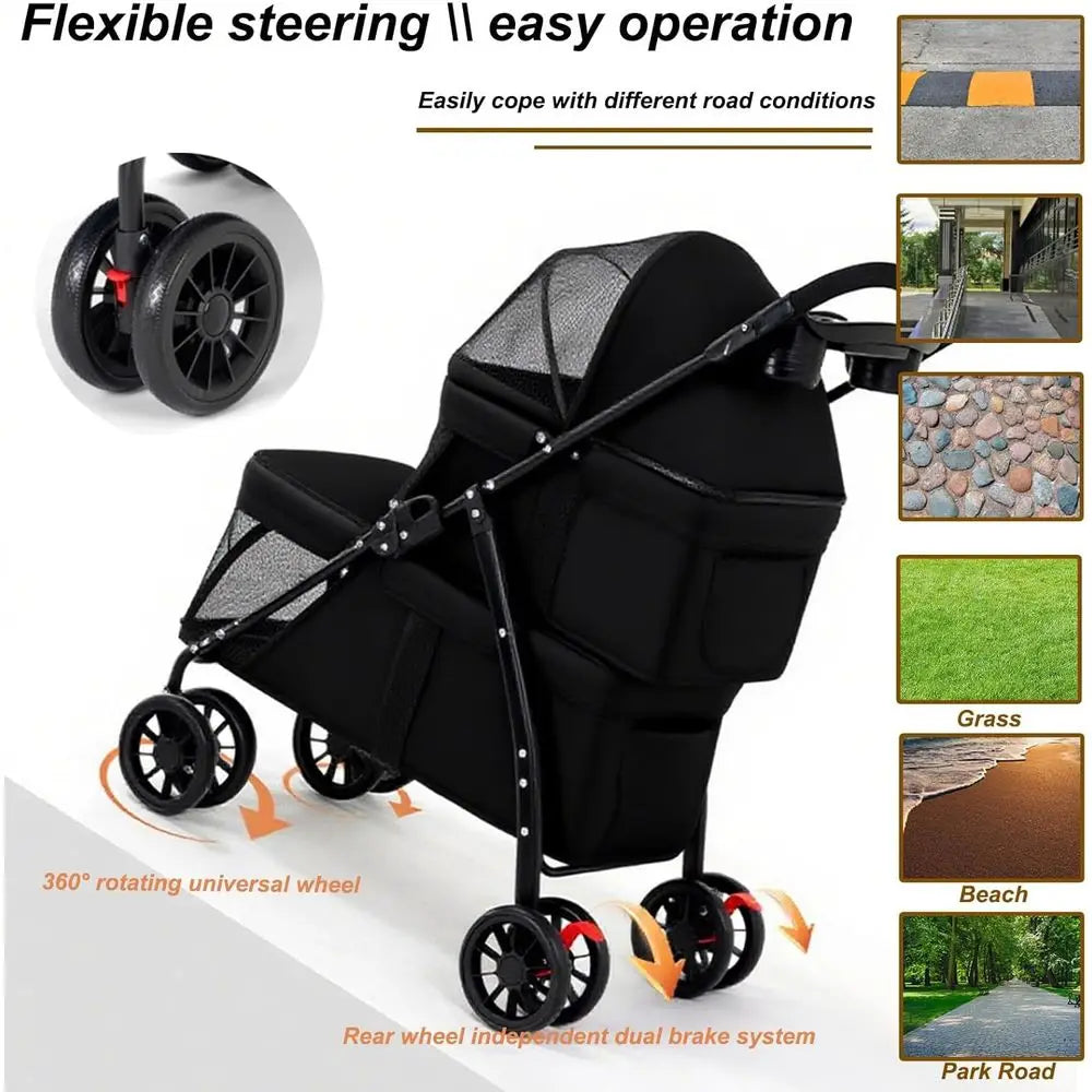 Double Stroller for M/S Dogs/Cats