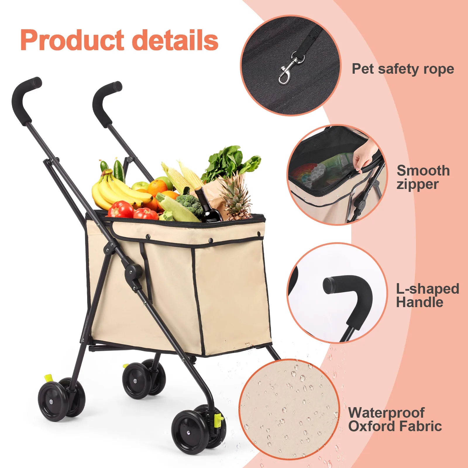Shopping Trolley Wheels Dog Stroller