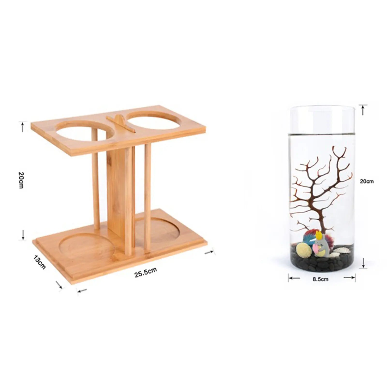 Glass Betta Fish Tank with LED Light
