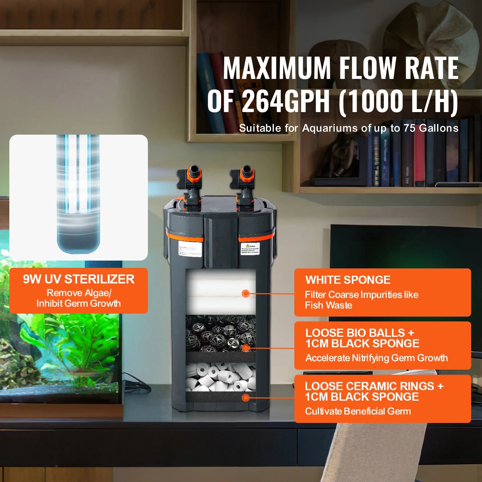 Aquarium Filter Canister Ultra-Quiet